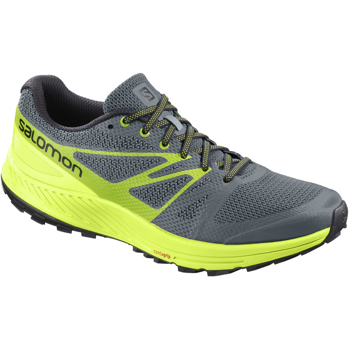 SALOMON UK SENSE ESE - Mens Trail Running Shoes Grey/Yellow,RXKD43510